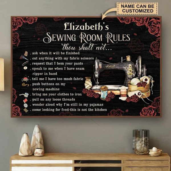 Personalized Canvas Art Painting, Canvas Gallery Hanging Sewing Room Rule Framed Prints, Canvas Paintings