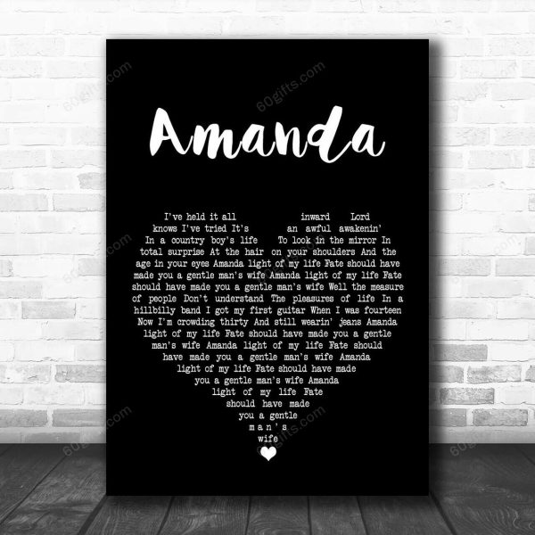 Don Williams Amanda Black Heart Song Lyric Art Print - Canvas Print Wall Art Home Decor