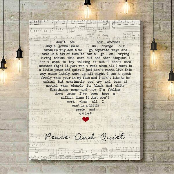 The Rifles Peace And Quiet Script Heart Song Lyric Art Print - Canvas Print Wall Art Home Decor