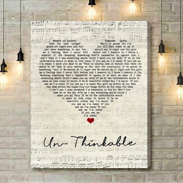 Alicia Keys Un-Thinkable Script Heart Song Lyric Wall Art Print - Canvas Print Wall Art Home Decor