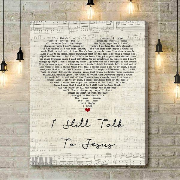 LANY I Still Talk To Jesus Script Heart Song Lyric Art Print - Canvas Print Wall Art Home Decor