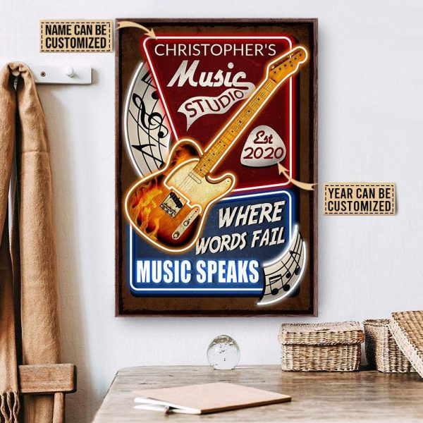 Personalized Canvas Painting Frames Fender Telecaster Music Speaks Framed Prints, Canvas Paintings