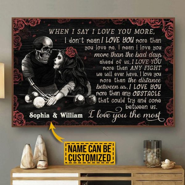 here Gifts Personalized Billiard Skeleton I Love You The Most Canvas Home Decor - Image 2