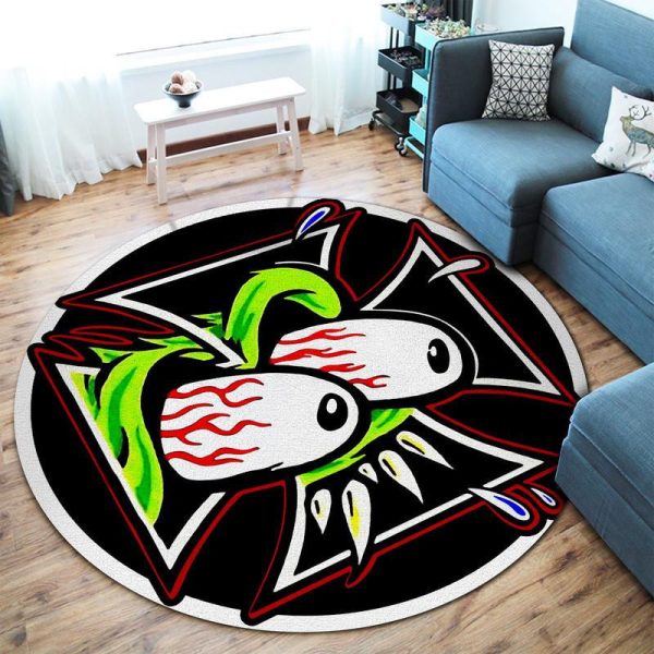 Rat Fink Garage Round Mat Round Floor Mat Room Rugs Carpet Outdoor Rug Washable Rugs