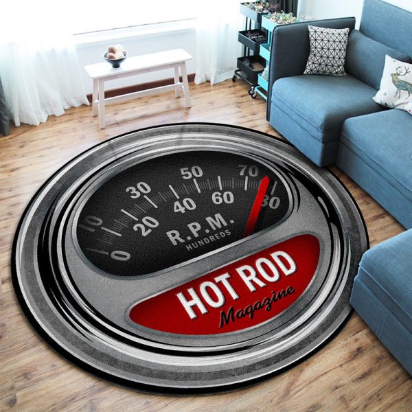 Retro Hot Rod Tach Round Mat Round Floor Mat Room Rugs Carpet Outdoor Rug Washable Rugs - Image 2