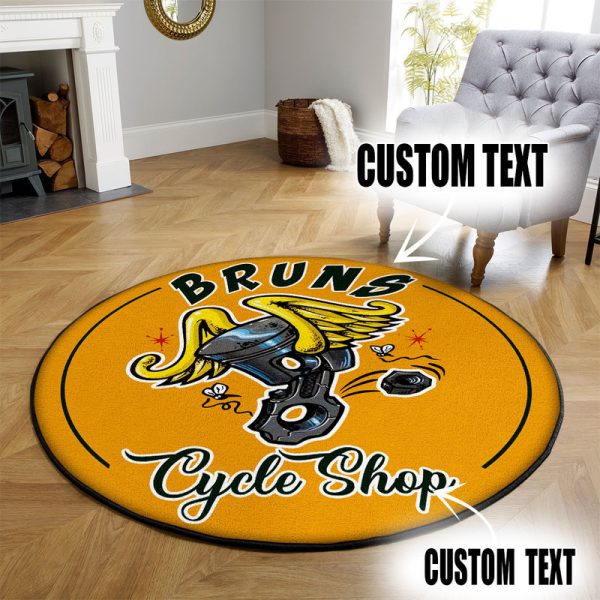 Personalized Hot Rod Cycle Shop Garage Round Mat Round Floor Mat Room Rugs Carpet Outdoor Rug Washable Rugs - Image 3