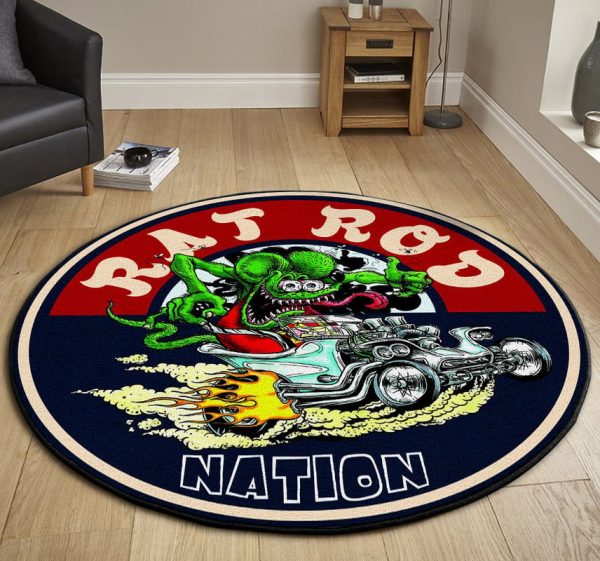 Rat Rod Nation Round Mat Round Floor Mat Room Rugs Carpet Outdoor Rug Washable Rugs - Image 2