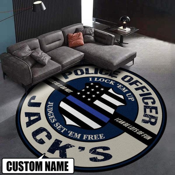 Personalized Police Officer Round Mat Round Floor Mat Room Rugs Carpet Outdoor Rug Washable Rugs - Image 2