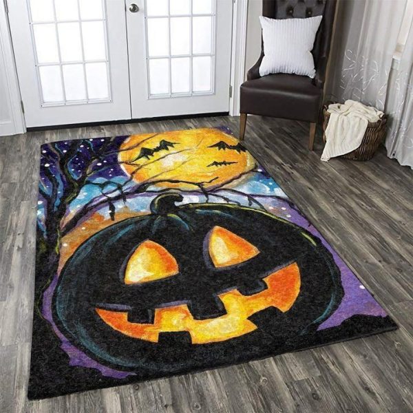 Halloween Witch Pumpkin Skull Spooky Spider Vampire Zoombie Bats Area Rug Carpet gable Area Rug Carpet Carpet