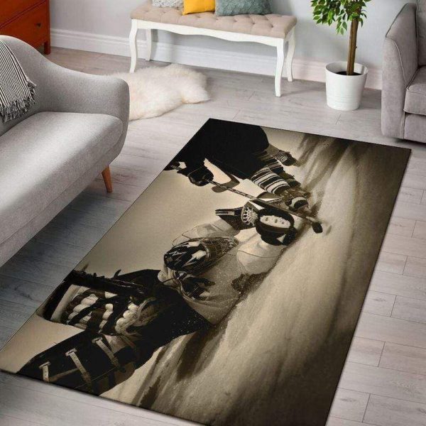 Ice Hockey Goalie Player Rectangle Rug Carpet Washable Rugs - Image 2