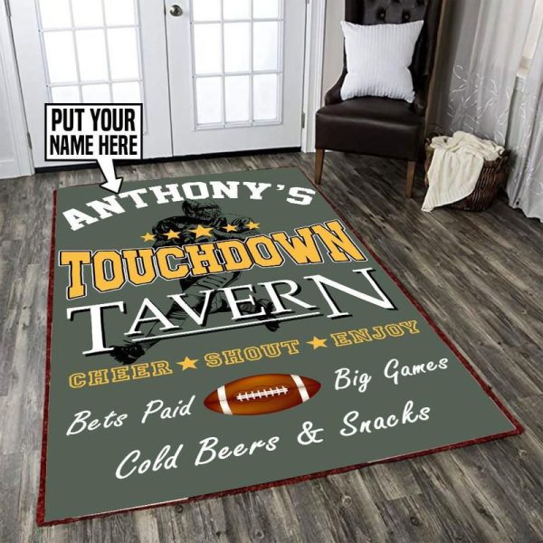 Personalized Touchdown Tavern Area Rug Carpet