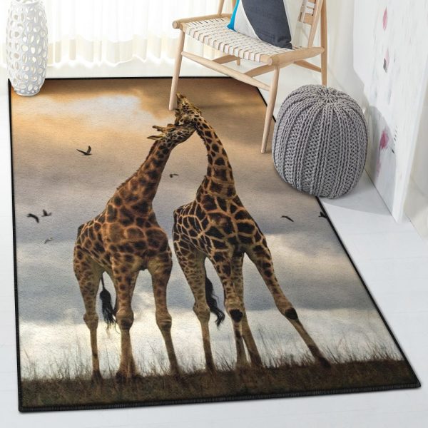 Couple Carpet Couple Giraffe Rug Rectangle Rugs Washable Area Rug Non-Slip Carpet For Living Room Bedroom