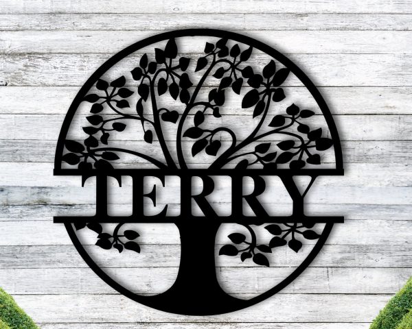 Custom Last Name Sign, Tree Of Life With Personalized Name Metal Sign,