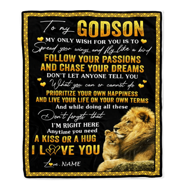 Personalized To My Godson Blanket From Godfather Lion My Only Wish For