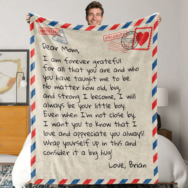 Personalized Blanket for Mom, Dear Mom Blanket, Giant Love Letter Blan