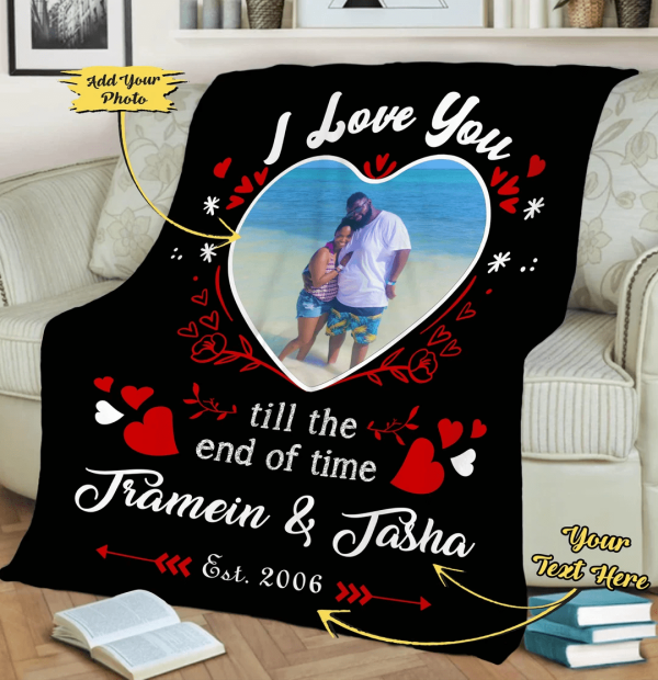 Valentine Day Gift For Wife Customized Photo Blanket, Gift For Couples