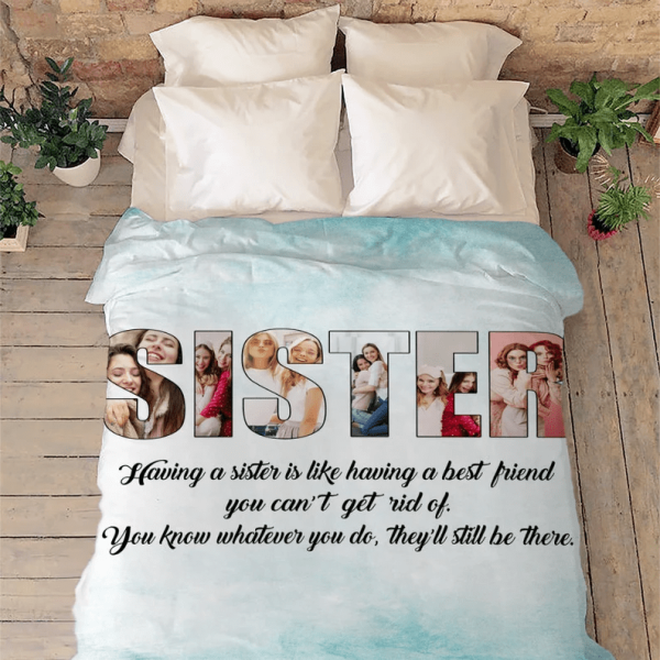 Personalized Photo Blanket For Sister/Bestie, Blanket For Sister's Day - Image 3