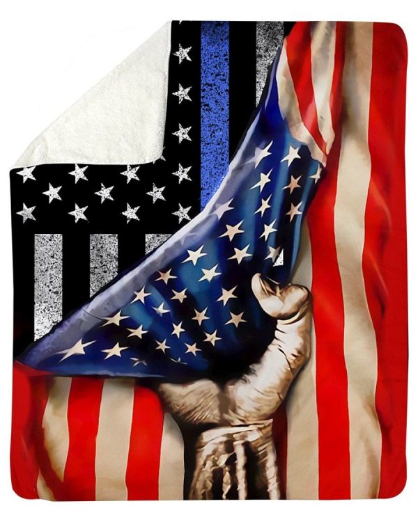 Detroit Police American Flag Fleece Blanket