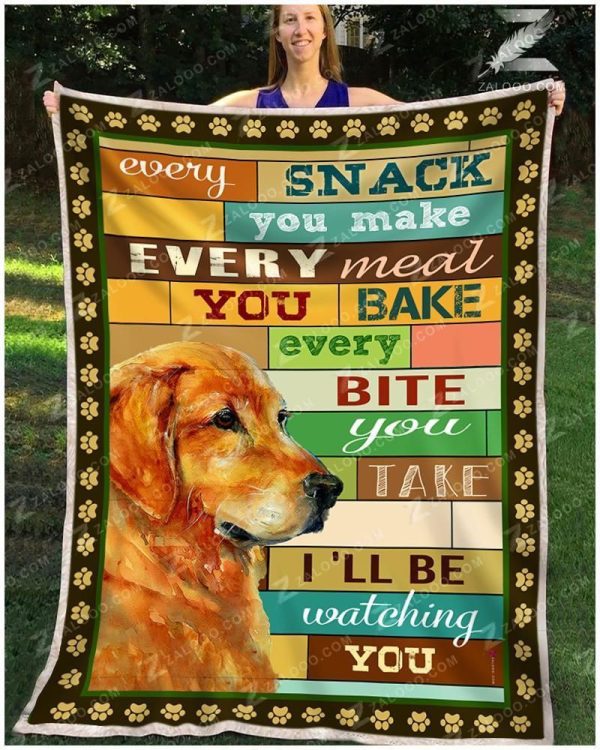 Golden I'll Be Watching You Blanket Graphic Design For Dog Lover - Image 2