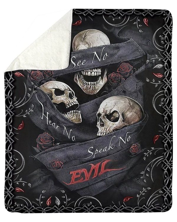 Black Background Evil Skull Fleece Blanket Sherpa Blanket