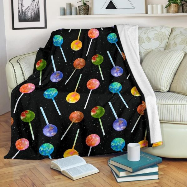 Galaxy Lollipop Pattern Print Design Fleece Blanket