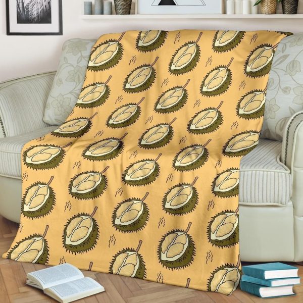 Durian Pattern Print Design Taupe Fleece Blanket - Image 2