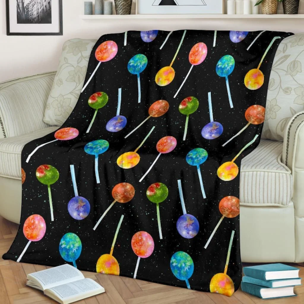 Galaxy Lollipop Pattern Print Design Fleece Blanket - Image 2