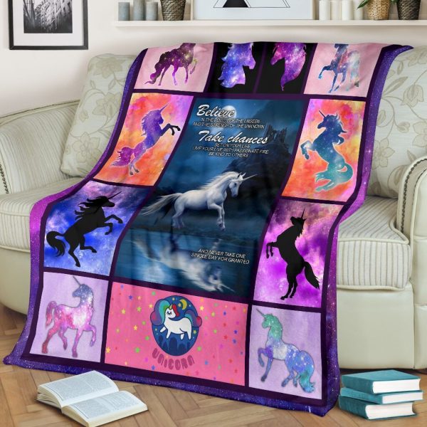 Believe In The Power Of Unseen Unicorn Galaxy Fleece Blanket - Image 3