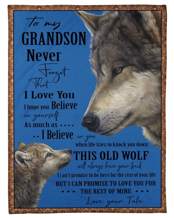 Wolves Love Message To Grandson From Tata Fleece Blanket - Image 3