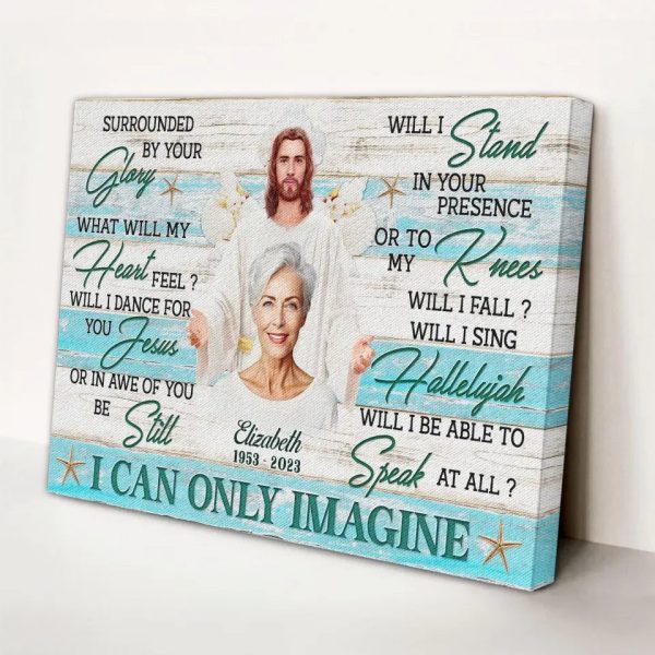 Personalized Canvas Prints, Custom Photo, Sympathy Gifts, Remembrance Gifts, Loss Mom Memorial, Seashell Cross, I Can Only Imagine Dem Canvas - Image 8