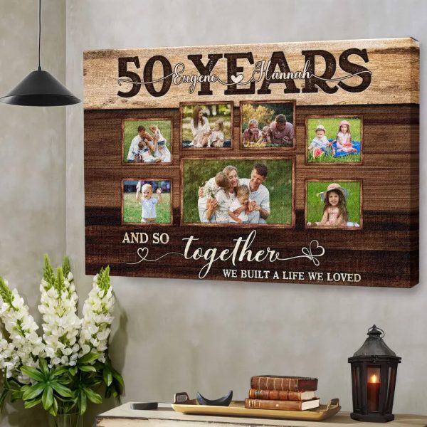 Personalized Canvas Prints, Custom Photos, Couple Gifts, Anniversary Gifts, 50th Anniversary Couple Love Wife Husband Dem Canvas - Image 7