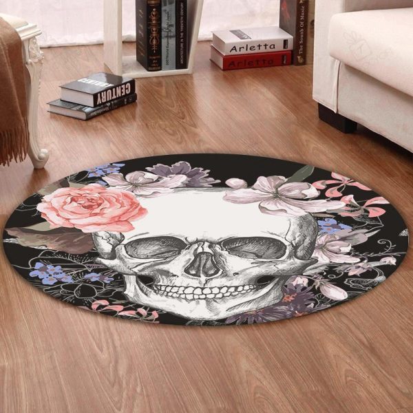 Skull Living Room Round Mat Circle Rug Skull - Image 2