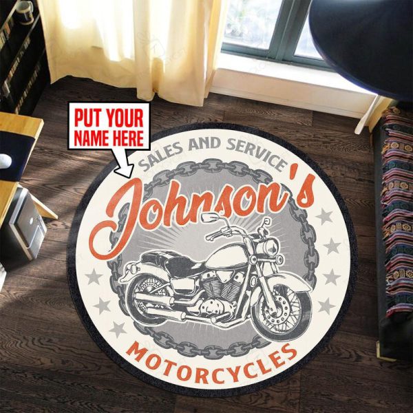 Personalized Motorcycles Living Room Round Mat Circle Rug - Image 2