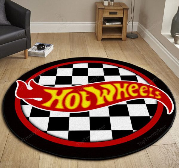 Hot Wheelsgarage Decor, Home Bar Decor Hot Rod Round Mat - Image 3