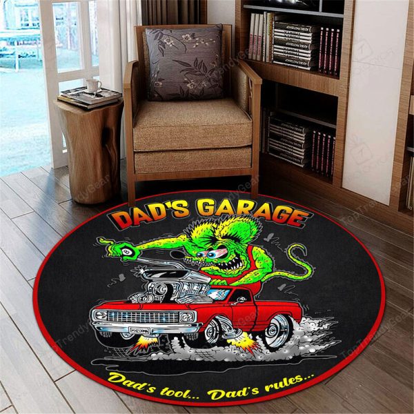 Personalized Dad'S Tool Dad'S Rules Round Mat Round Floor Mat Room Rugs Carpet Outdoor Rug Washable Rugs - Image 2