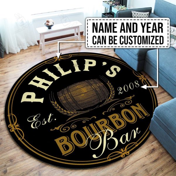 Personalized Bourbon Bar Round Mat Round Floor Mat Room Rugs Carpet Outdoor Rug Washable Rugs