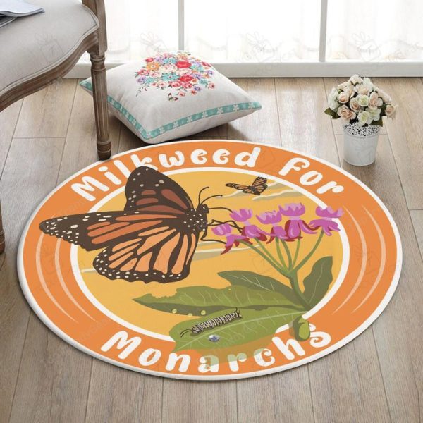 Milkweed For Monarchs Round Floor Mat Room Rugs Carpet Garden Round Mat Round Floor Mat Room Rugs Carpet Outdoor Rug Washable Rugs - Image 2