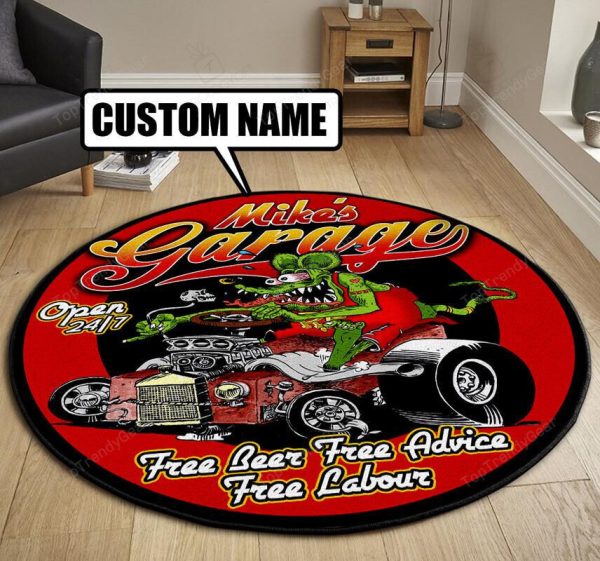 Personalized Dad'S Garage Round Mat Round Floor Mat Room Rugs Carpet Outdoor Rug Washable Rugs - Image 3