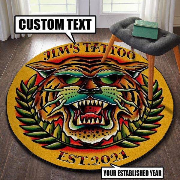 Personalized Tattoo Studio Round Mat Round Floor Mat Room Rugs Carpet Outdoor Rug Washable Rugs