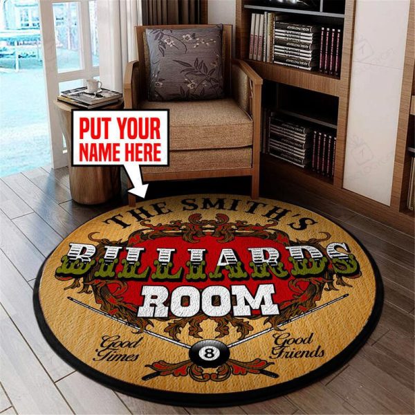 Personalized Pool Hall Round Mat Round Floor Mat Room Rugs Carpet Outdoor Rug Washable Rugs